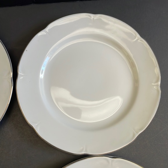 5 Jlmenau German Democratic Republic White Cake Dessert Plates Silver Rim 7.5” - Picture 5 of 15